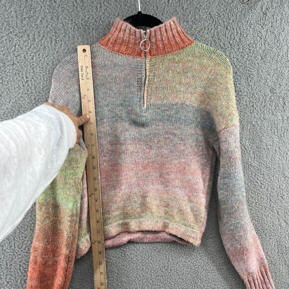 Belle du jour sweater rainbow ombre mock neck quarter zip pullover XS - Picture 8 of 12